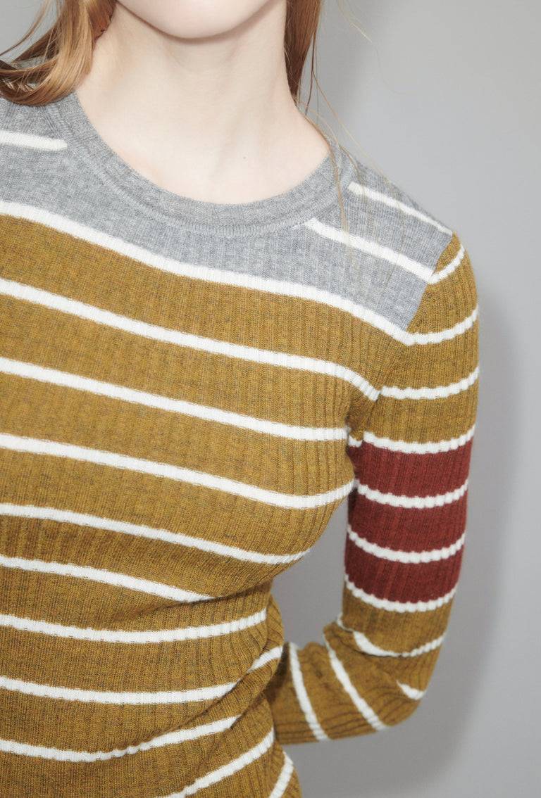 Odeeh Placed Stripe Pullover, Greengold Vatertagsangebot