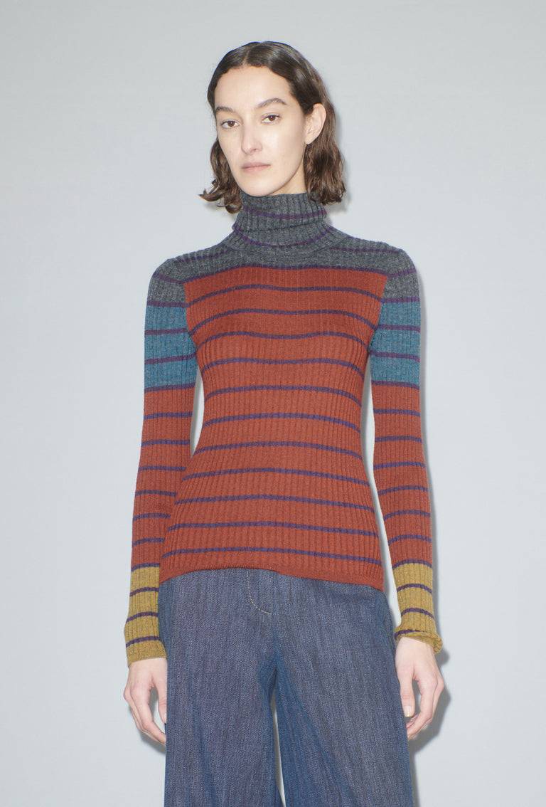 Odeeh Placed Stripe Pullover, Dark Copper Jubiläumsangebot