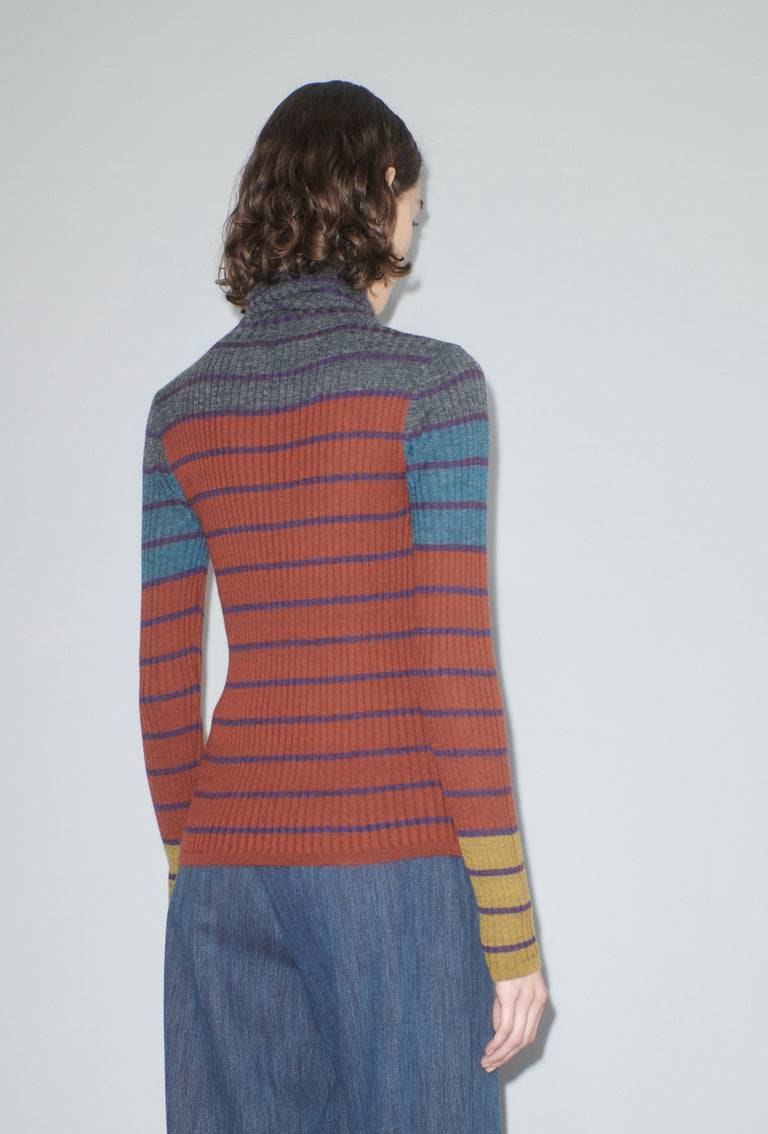 Odeeh Placed Stripe Pullover, Dark Copper Jubiläumsangebot