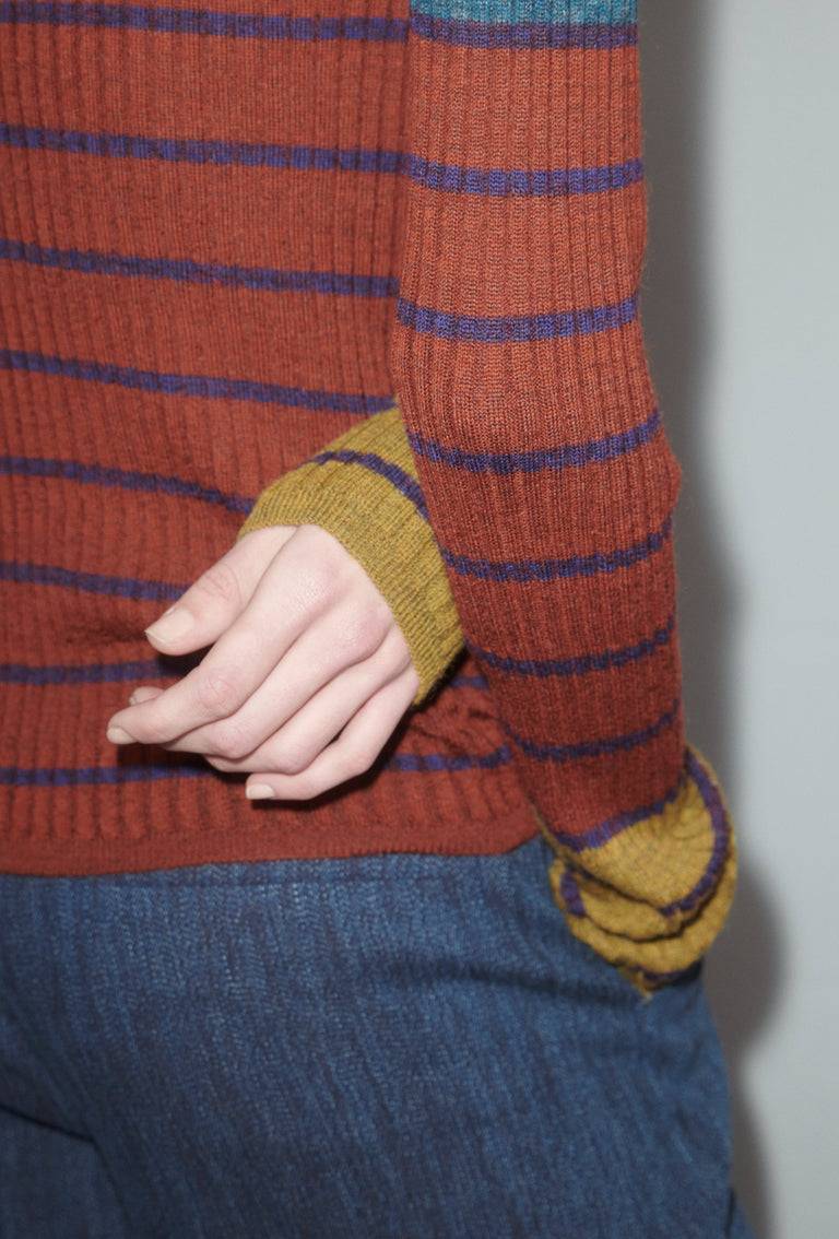 Odeeh Placed Stripe Pullover, Dark Copper Jubiläumsangebot