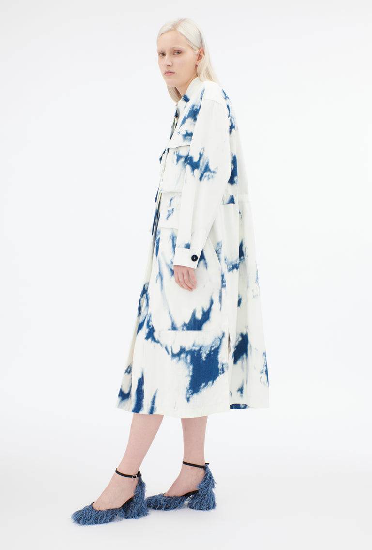 Odeeh Tie Dye Denim "Made in Italy" Mantel, Blue White Bis zu 65% Rabatt