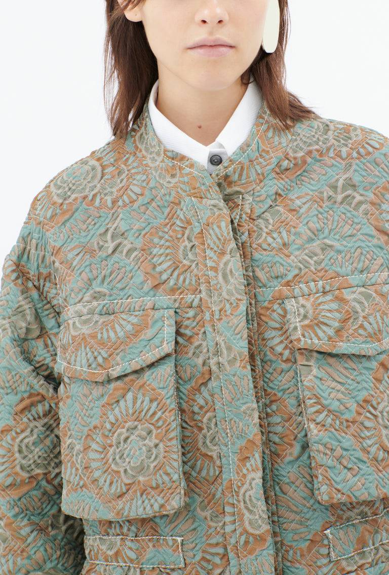 Odeeh Flower Camouflage Matelassé Jacke, Sea Green Sonderangebot der Fabrik