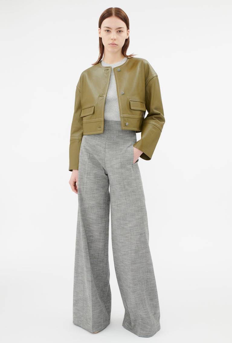 Odeeh Lamb Nappa Wet Look Jacke, Goldolive Vierteljährliche Förderung
