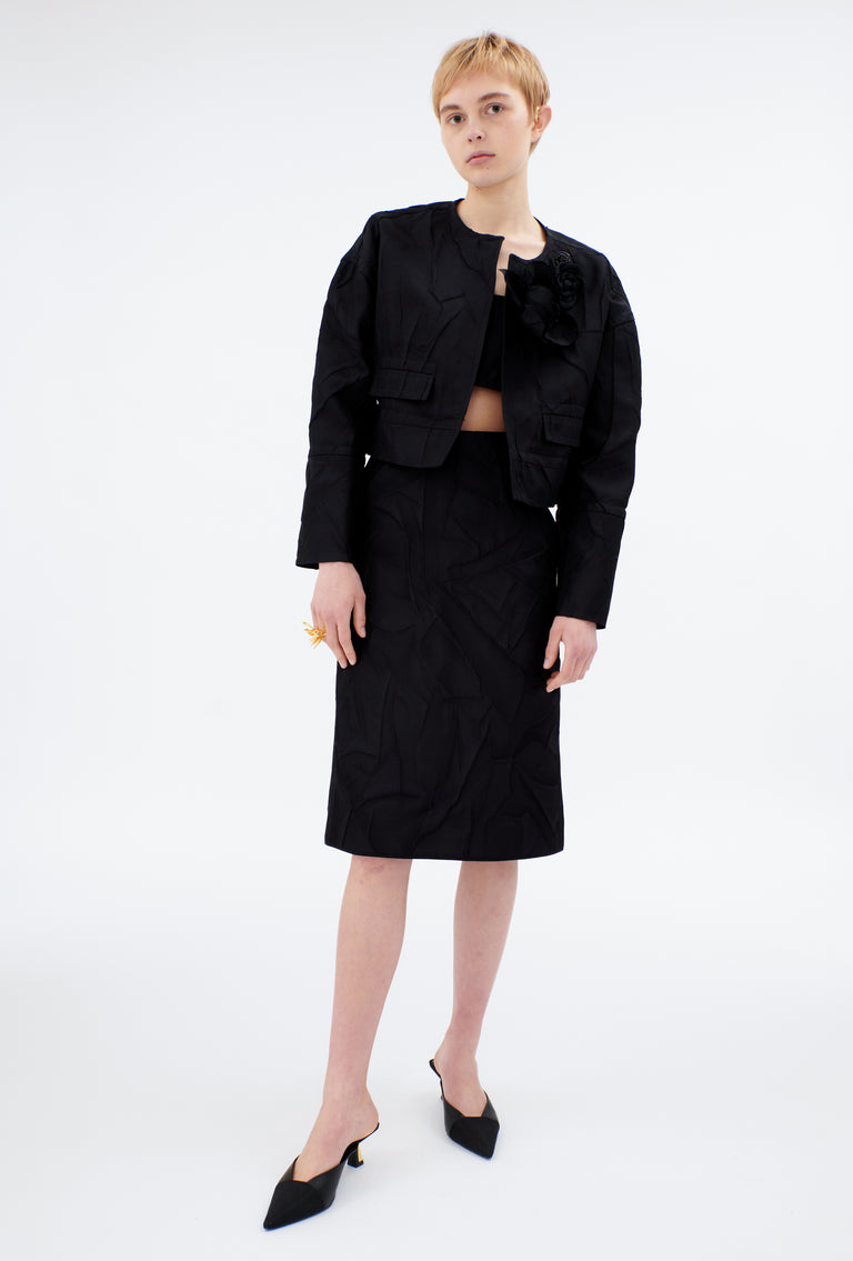 Odeeh Crinkled Duchesse Jacke, Jet Black Bis zu 55% Rabatt