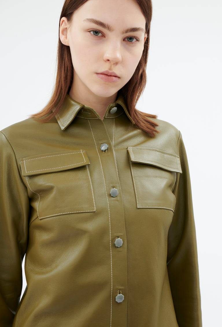 Odeeh Lamb Nappa Wet Look Bluse, Goldolive Discount Store für neue Produkte