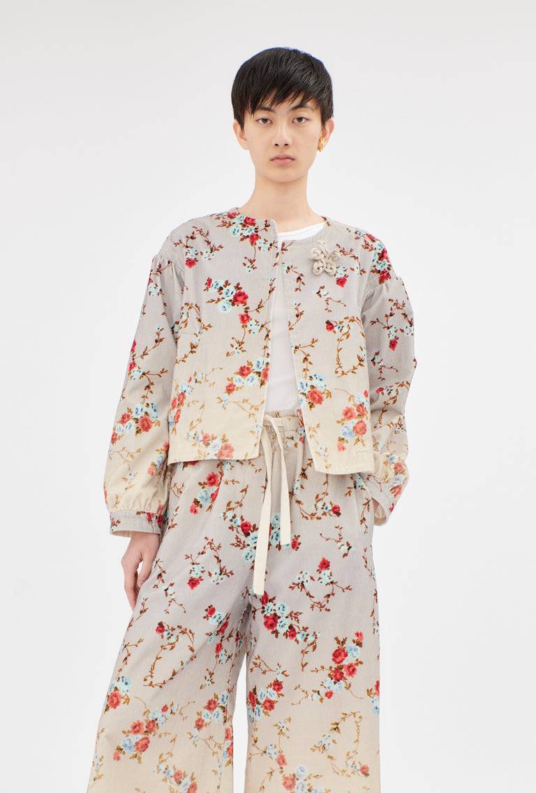 Odeeh "Mini Bouquets / Stamped Corduroy Degradé Jacke, Acqua Kostenloser Versand international
