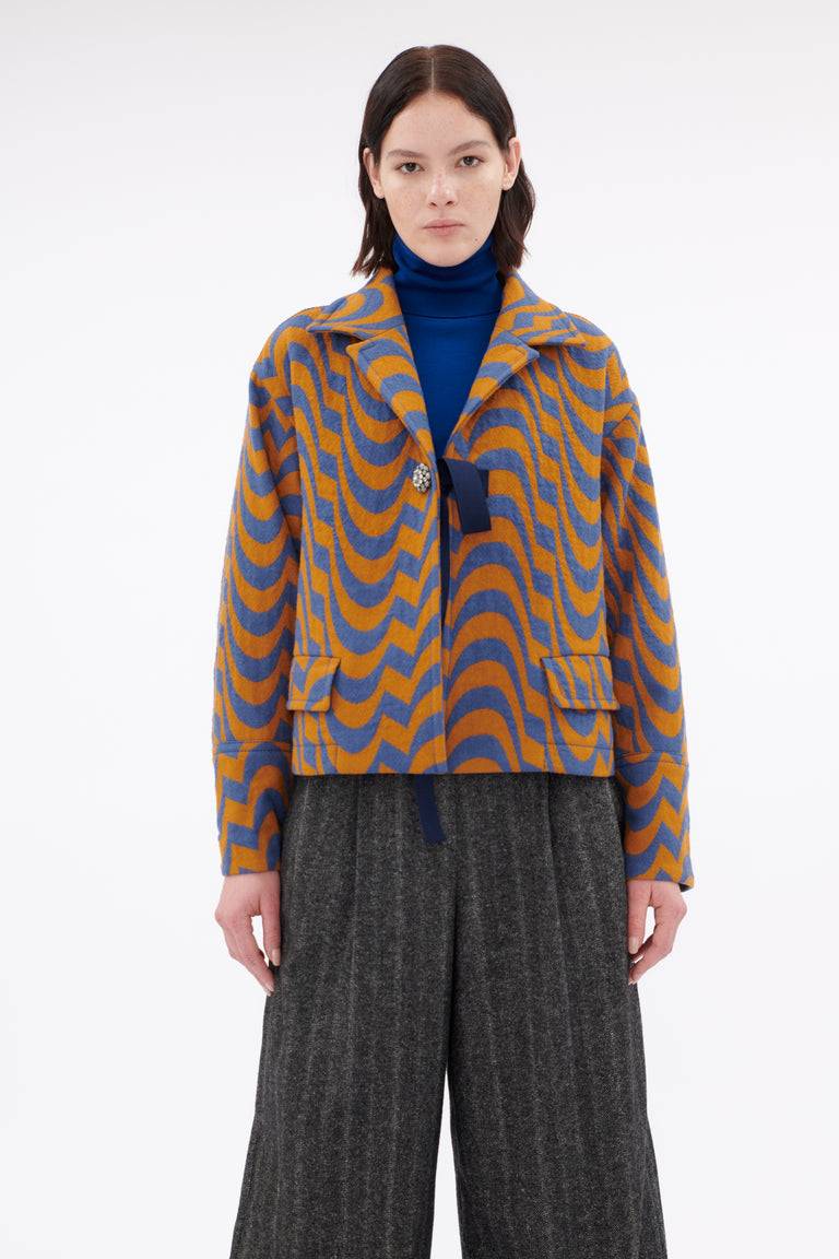 Odeeh Abstract Waves Jacke, Dark Cobalt Fabrikladen