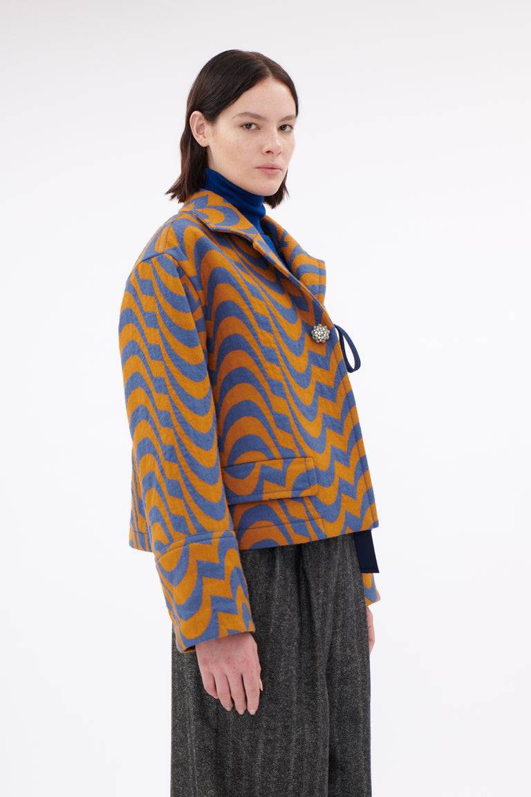 Odeeh Abstract Waves Jacke, Dark Cobalt Fabrikladen