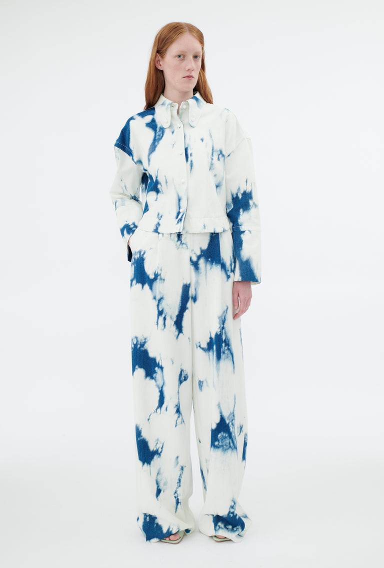 Odeeh Tie Dye Denim "Made in Italy" Hose, Blue White Begrenzt auf 3 Tage