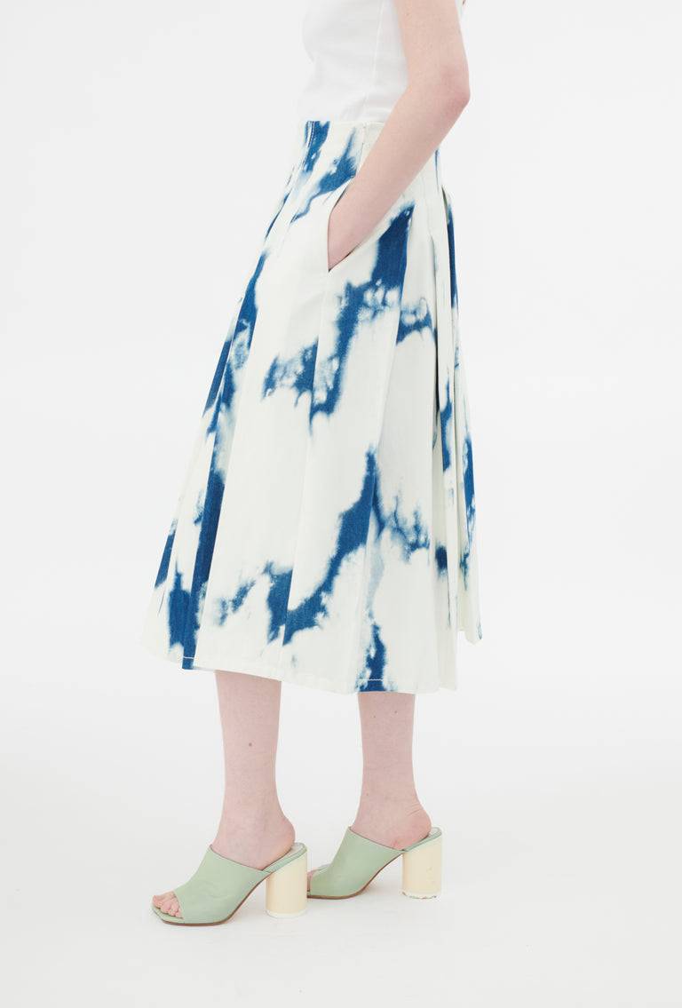 Odeeh Tie Dye Denim "Made in Italy" Rock, Blue White zollfrei