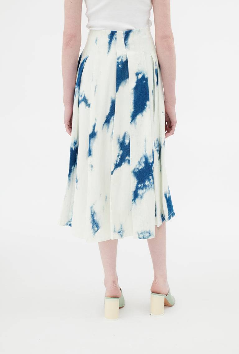 Odeeh Tie Dye Denim "Made in Italy" Rock, Blue White zollfrei