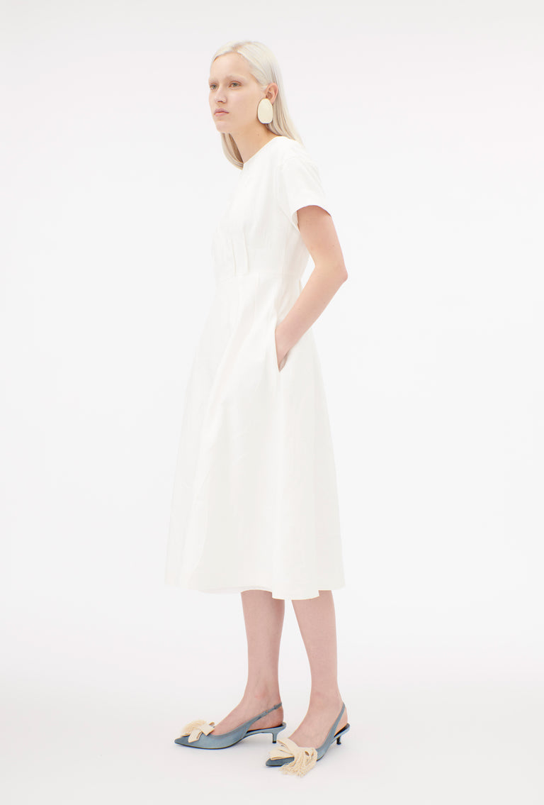 Odeeh Crinkled Duchesse Stonewashed Kleid, Milk Rabatte dieses Monats
