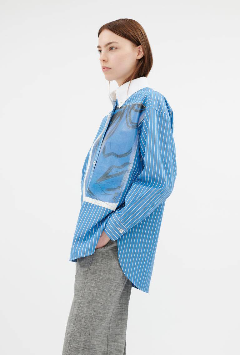 Odeeh Men's Stripe Bluse, Capri Blue Auslauf