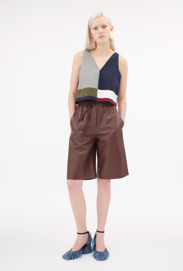 Odeeh Cotton Popeline Top, Navy im Angebot