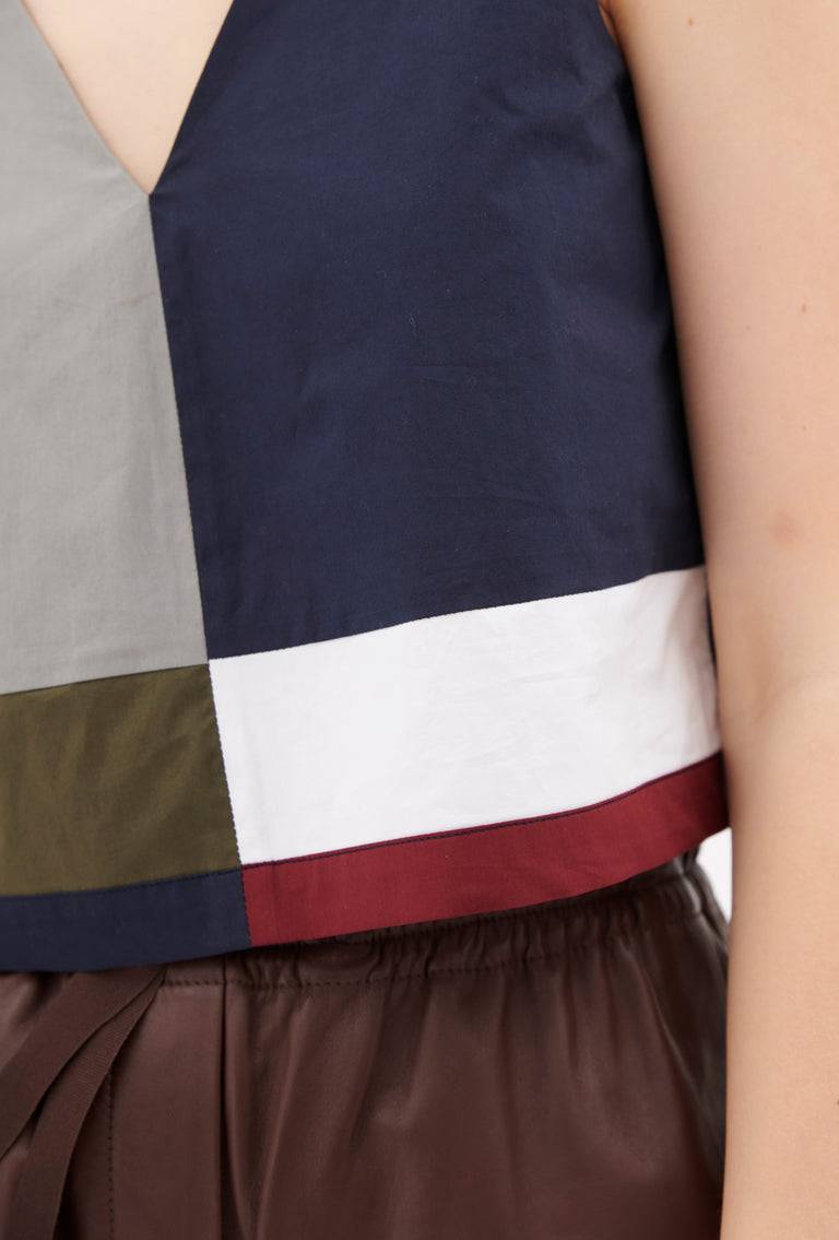 Odeeh Cotton Popeline Top, Navy im Angebot