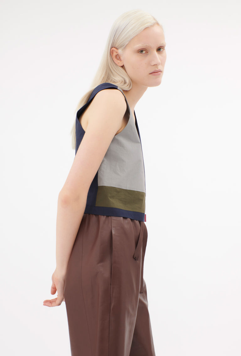Odeeh Cotton Popeline Top, Navy im Angebot