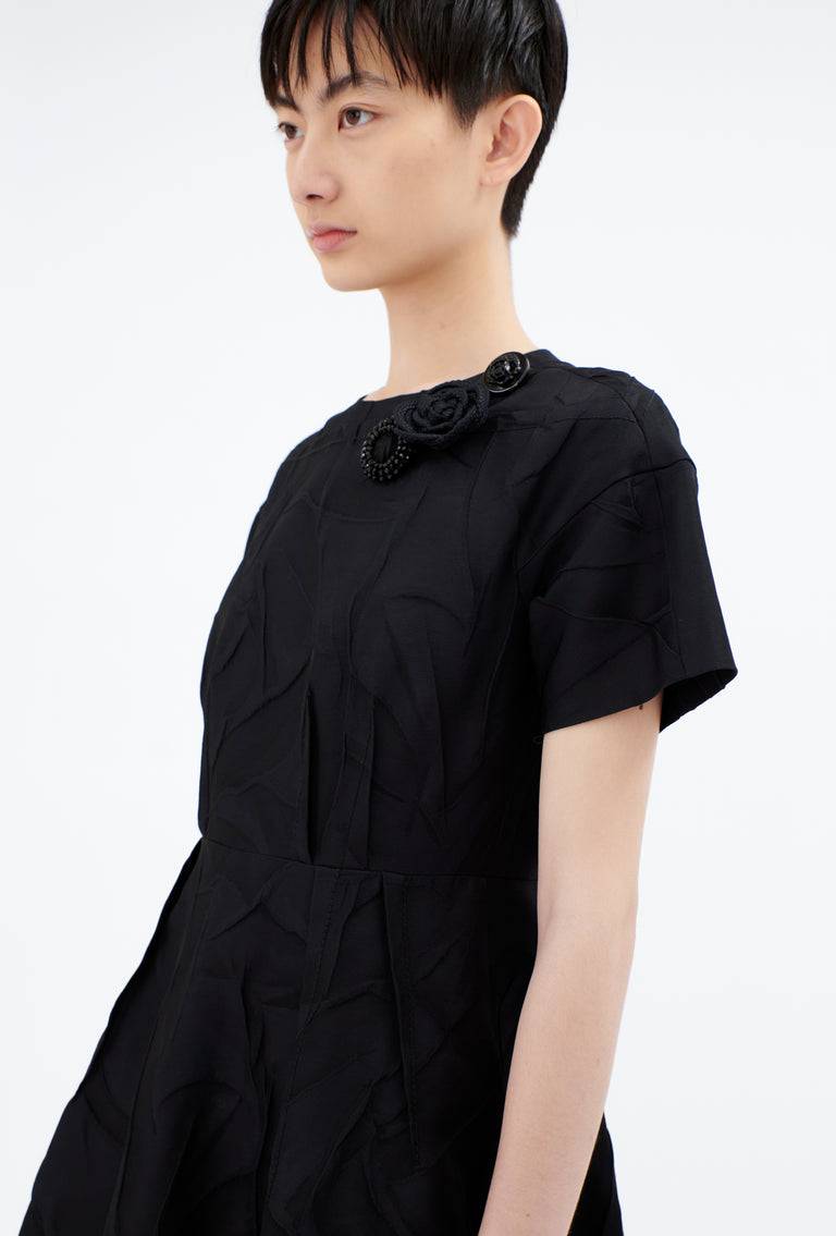 Odeeh Crinkled Duchesse Kleid, Jet Black Meist gekauft