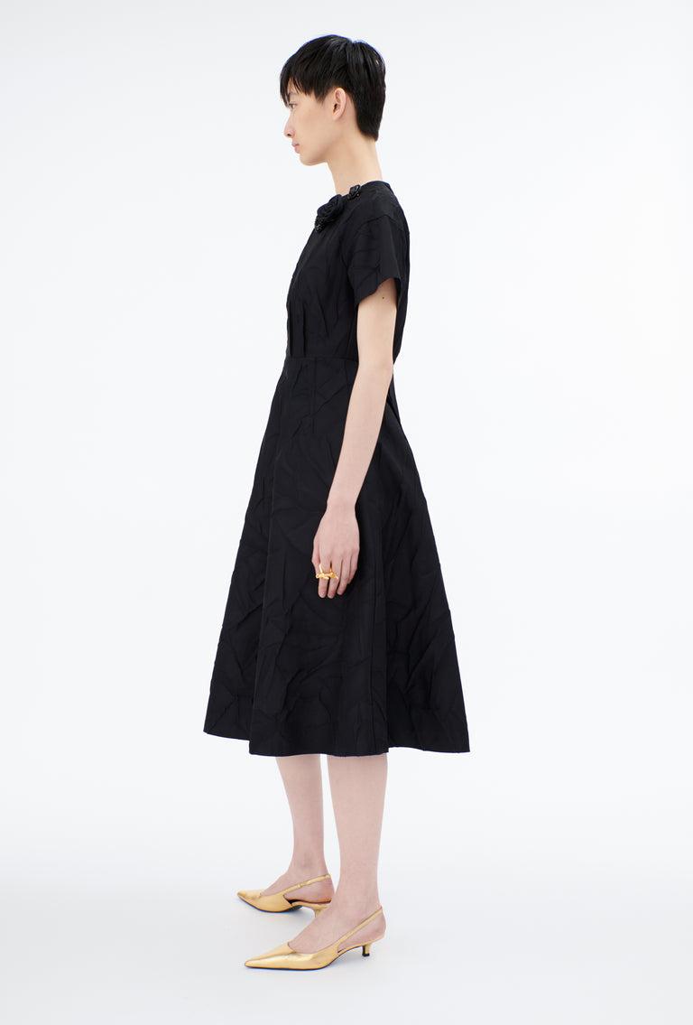 Odeeh Crinkled Duchesse Kleid, Jet Black Meist gekauft