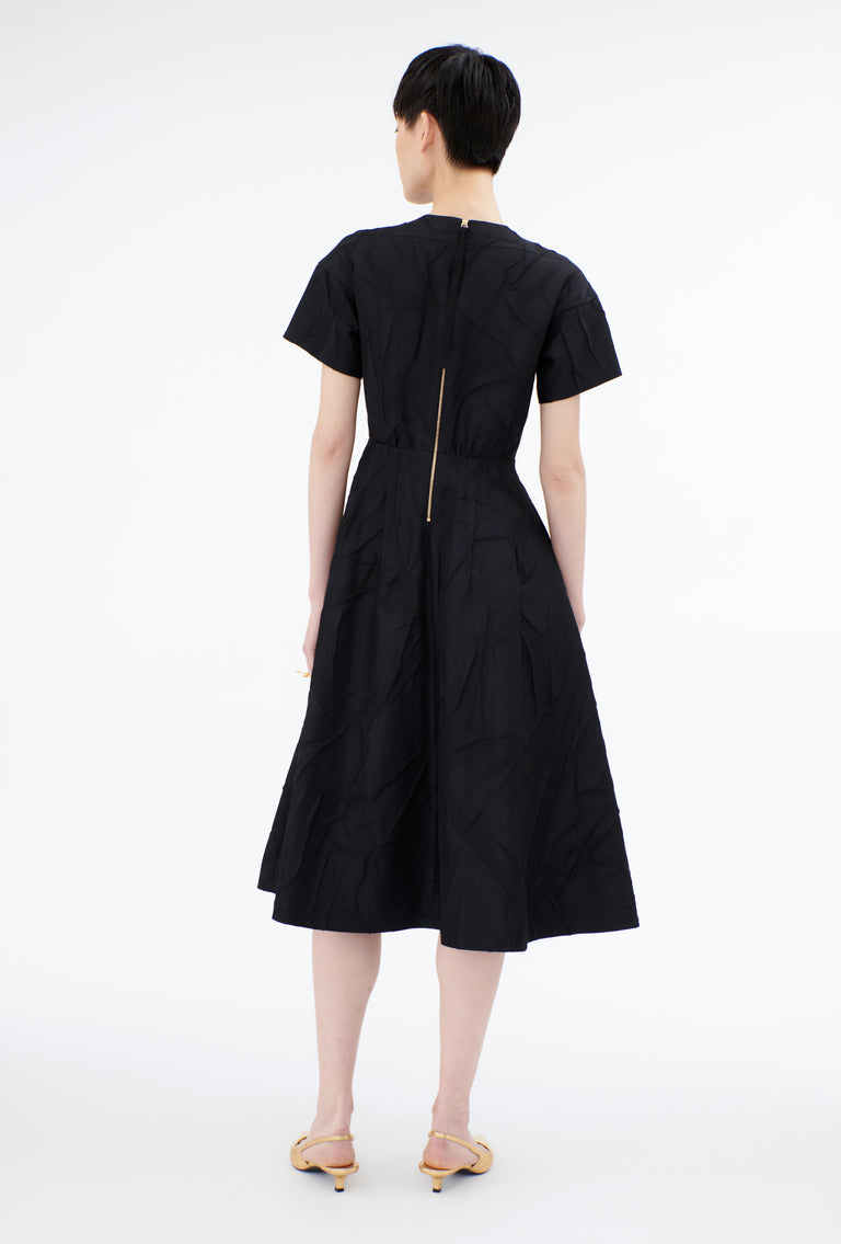 Odeeh Crinkled Duchesse Kleid, Jet Black Meist gekauft