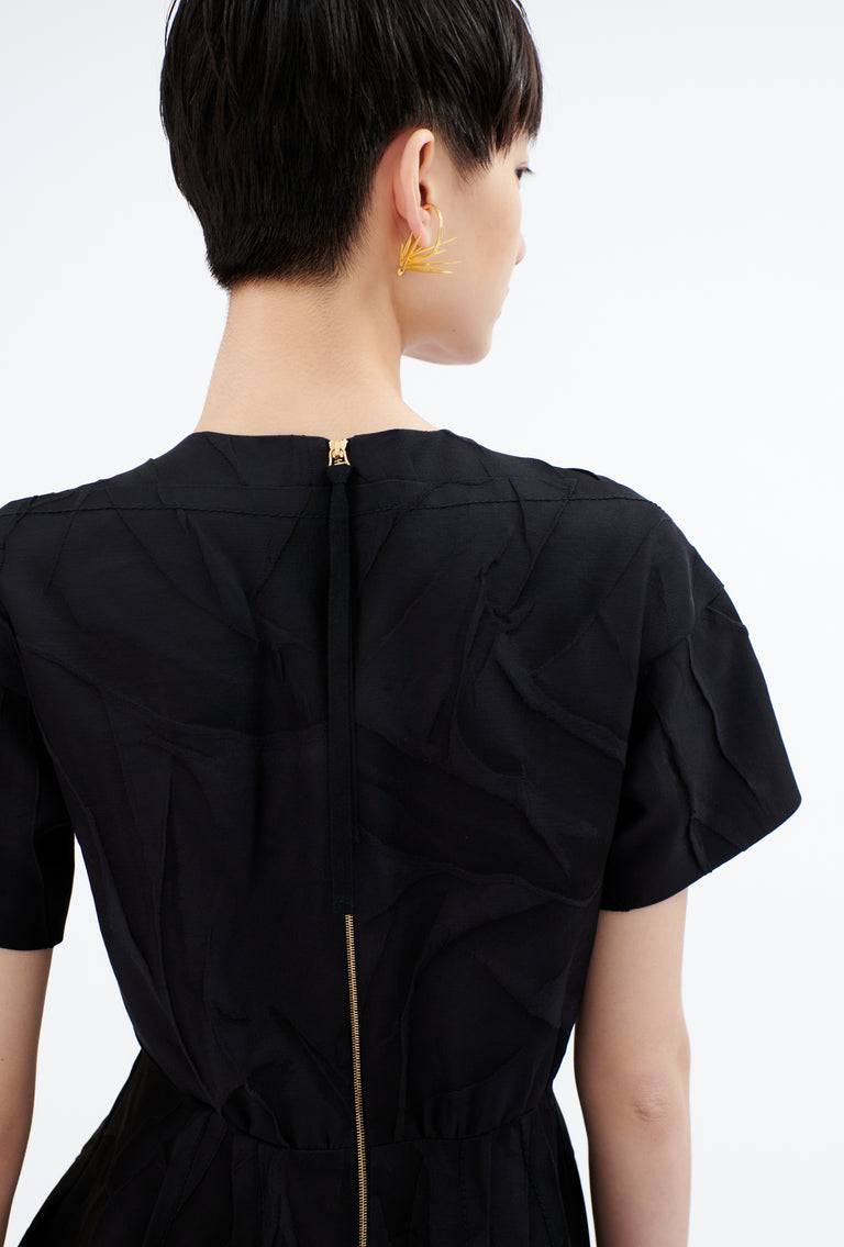 Odeeh Crinkled Duchesse Kleid, Jet Black Meist gekauft