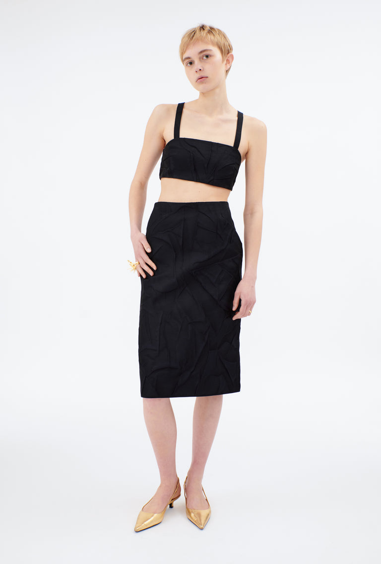 Odeeh Crinkled Duchesse Top, Jet Black Blitzverkäufe