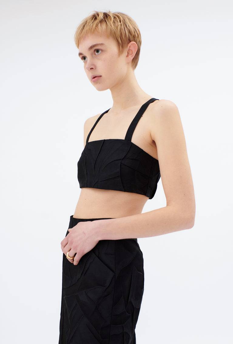 Odeeh Crinkled Duchesse Top, Jet Black Blitzverkäufe