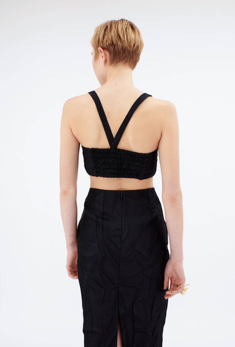 Odeeh Crinkled Duchesse Top, Jet Black Blitzverkäufe