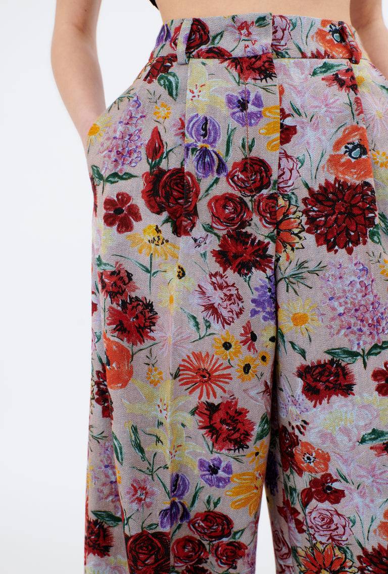 Odeeh Impressionist Flowers Cotton Denim Hose, Foggy Blue Sonderangebot