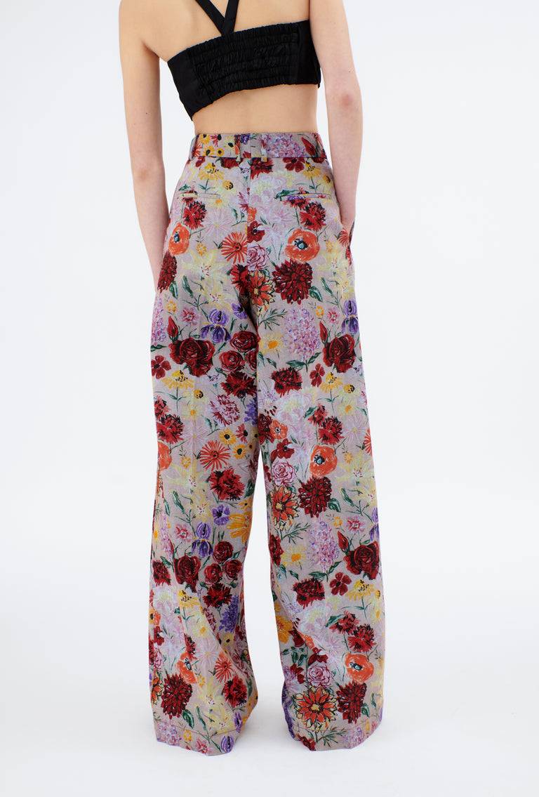 Odeeh Impressionist Flowers Cotton Denim Hose, Foggy Blue Sonderangebot