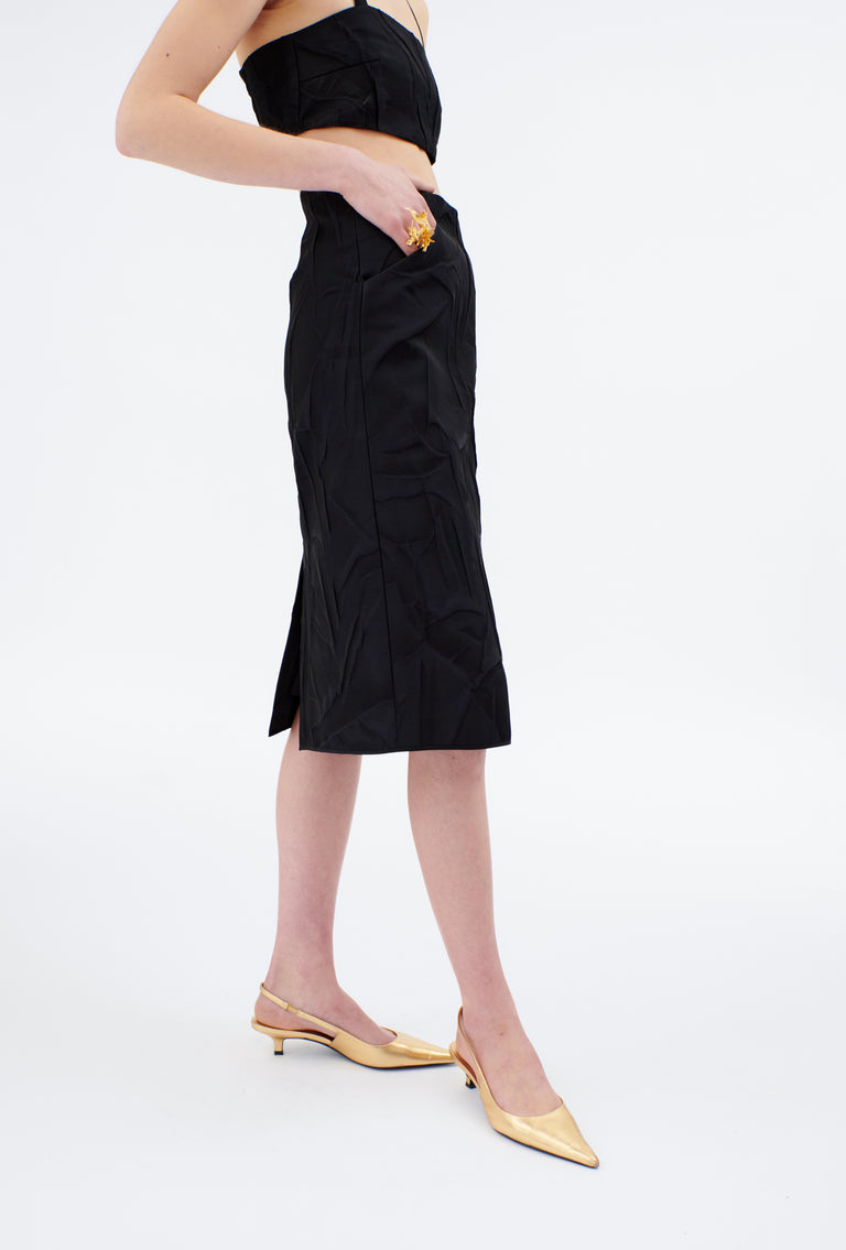 Odeeh Crinkled Duchesse Rock, Jet Black Großer Ausverkauf