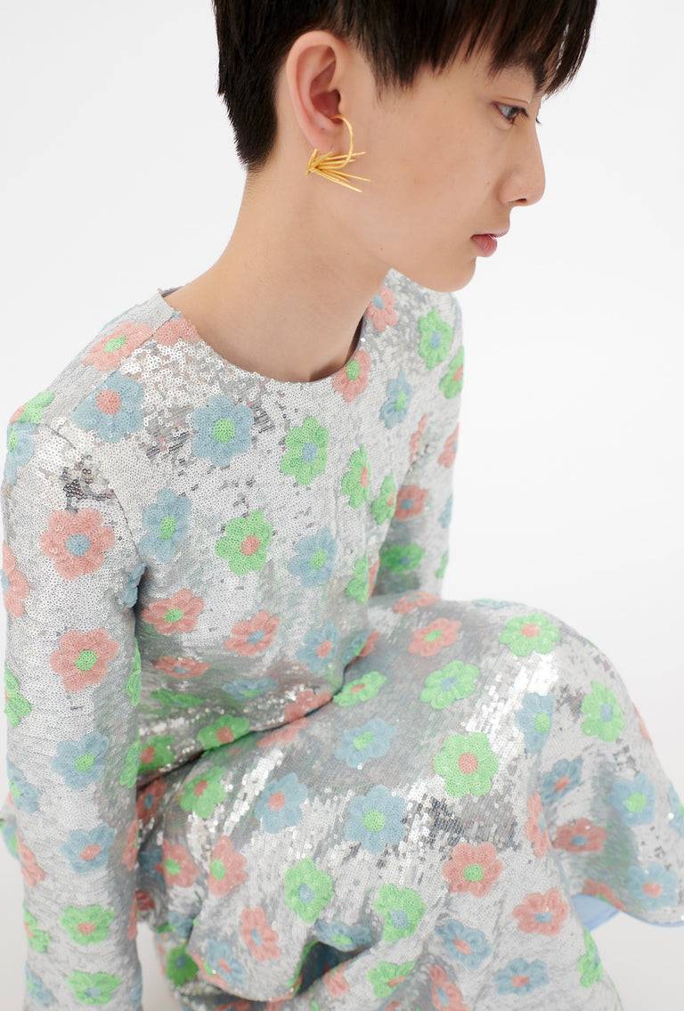 Odeeh Sequins Daisies Kleid, Silver Exklusivangebot