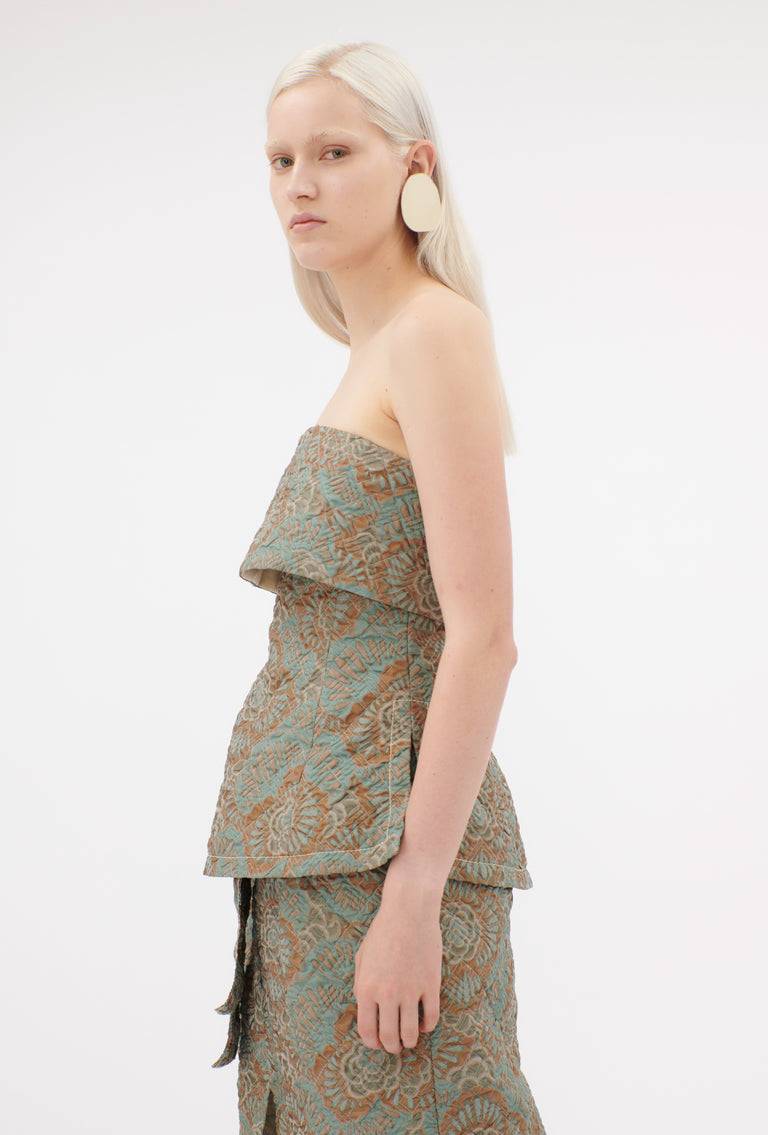 Odeeh Flower Camouflage Matelassé Top, Sea Green Black Friday