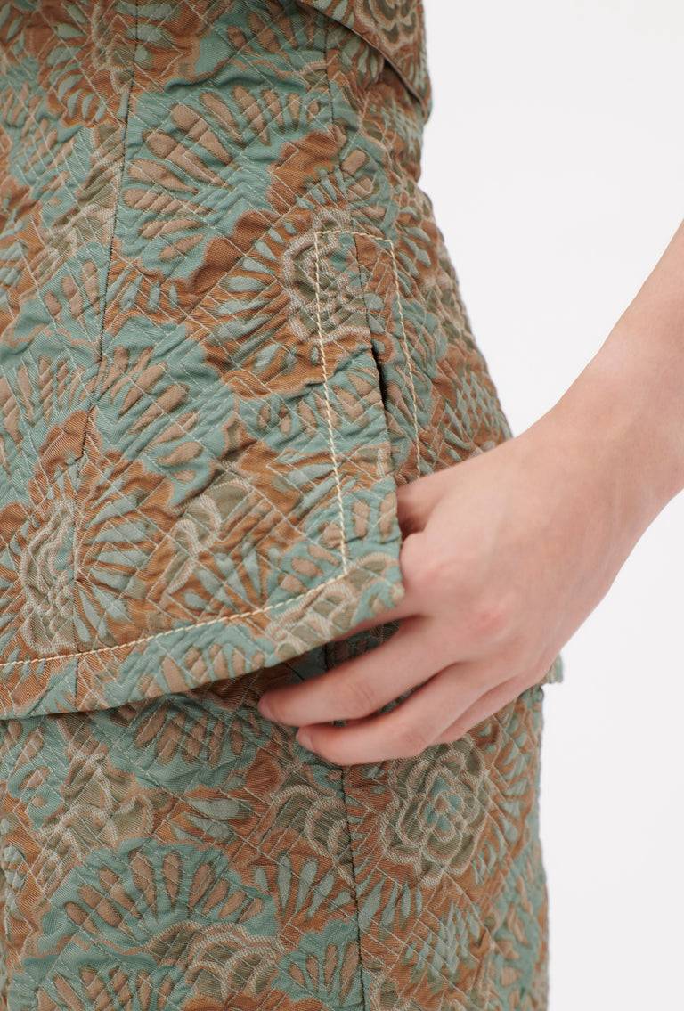 Odeeh Flower Camouflage Matelassé Top, Sea Green Black Friday
