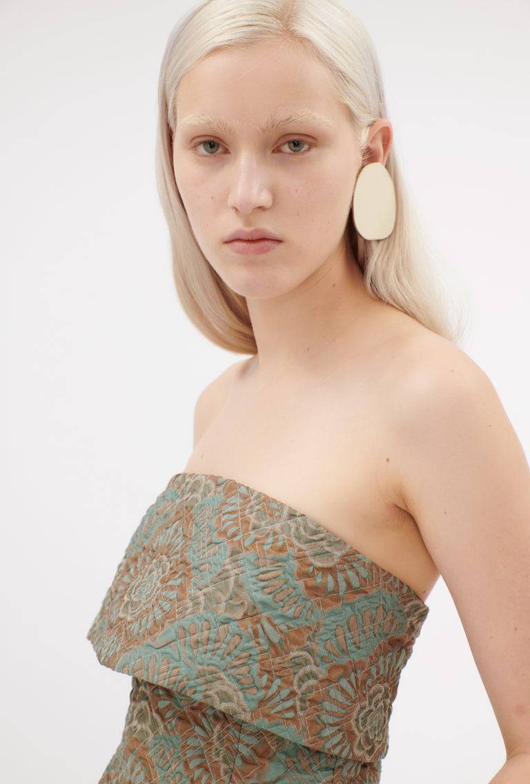 Odeeh Flower Camouflage Matelassé Top, Sea Green Black Friday