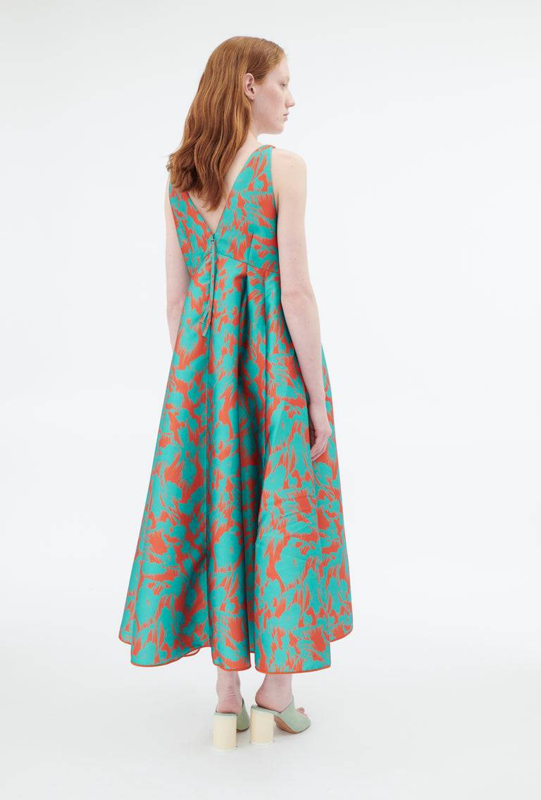 Odeeh Blurred Bouquets Duchesse Kleid, Opal Green Weihnachtsangebot