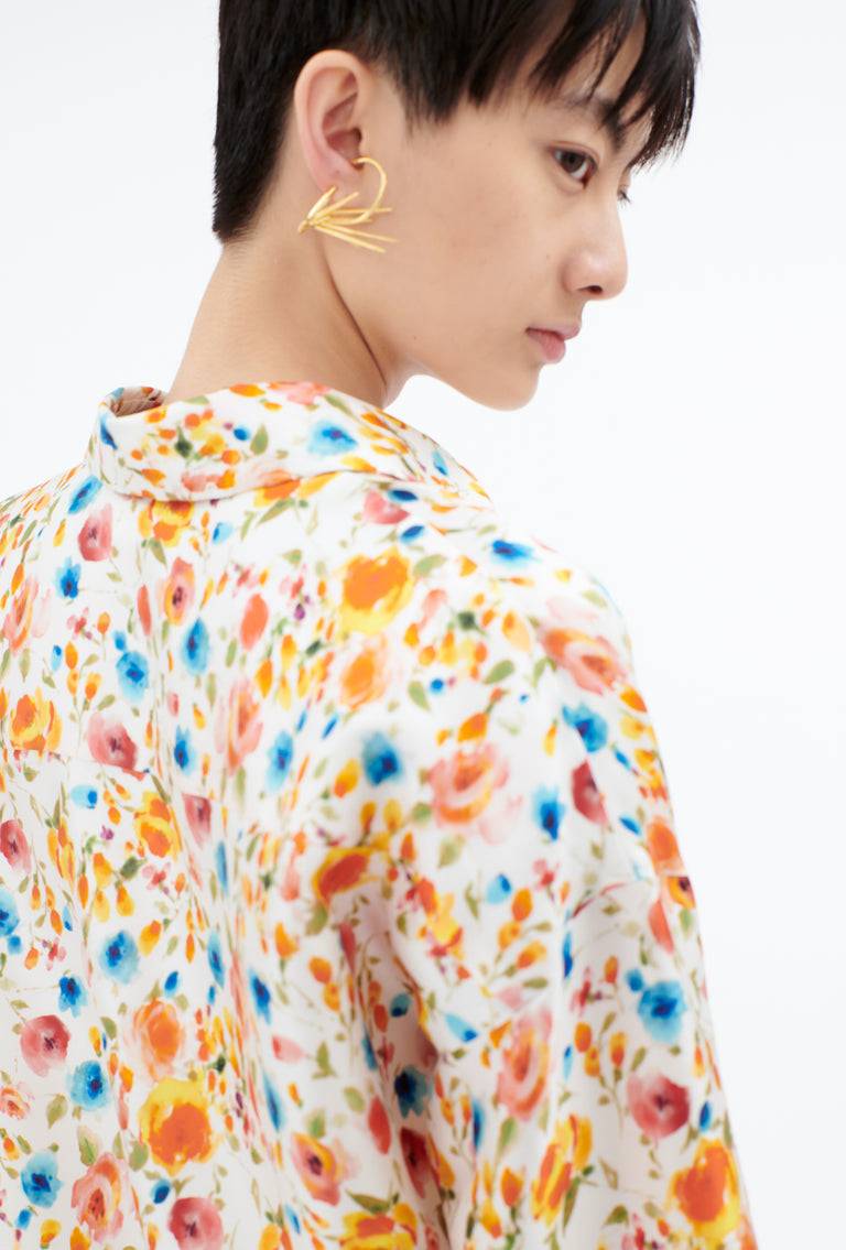 Odeeh Degradé Florets Silk Twill Bluse, Tangerine Muttertagsangebot