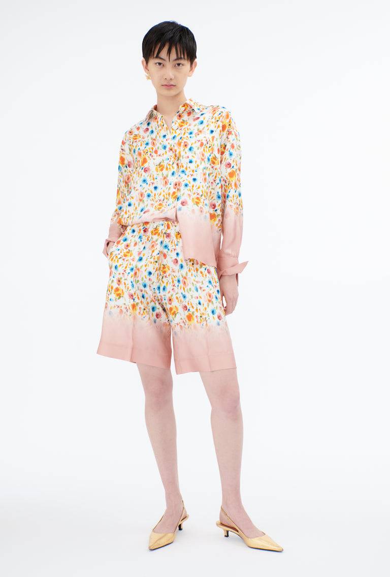 Odeeh Degradé Florets Silk Twill Bluse, Tangerine Muttertagsangebot