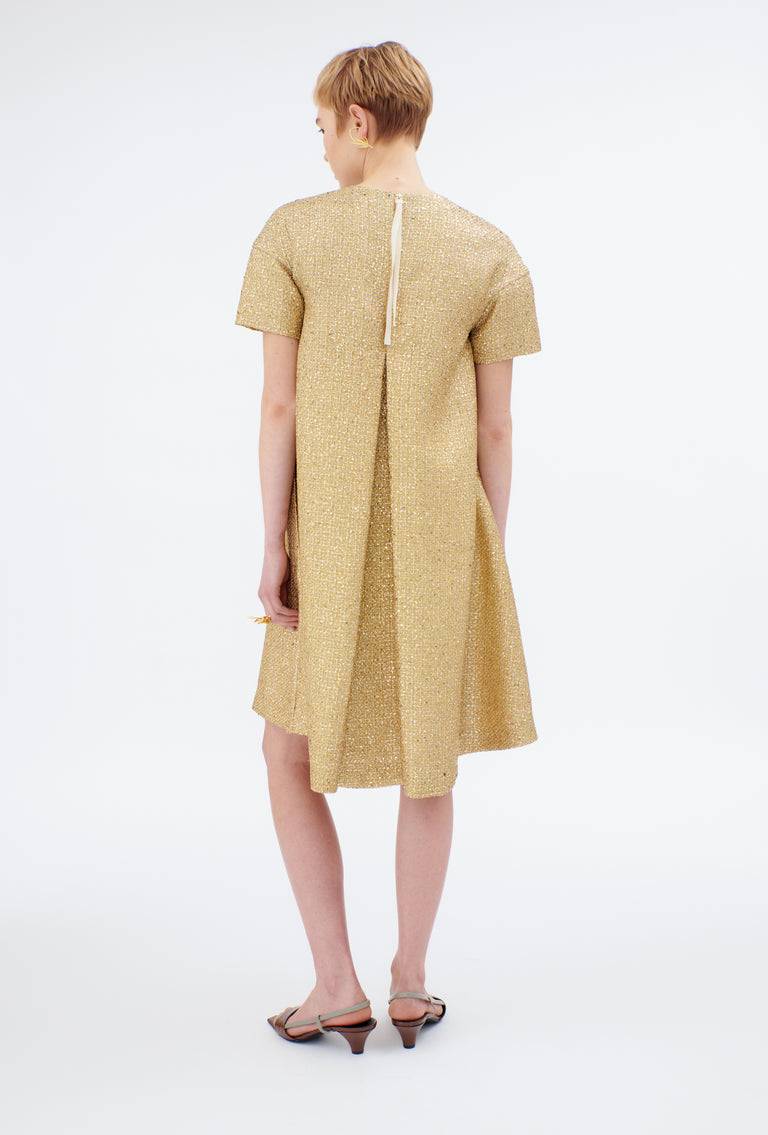 Odeeh Gold Brocade Kleid, Gold Lagerräumung