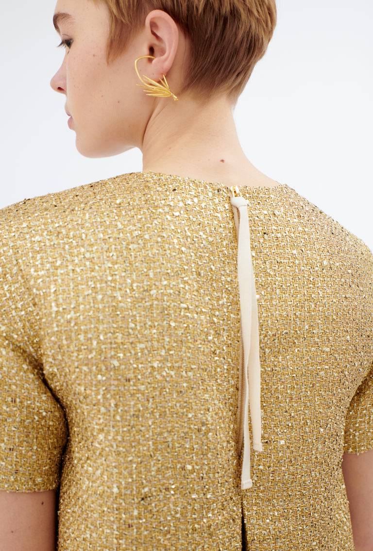 Odeeh Gold Brocade Kleid, Gold Lagerräumung