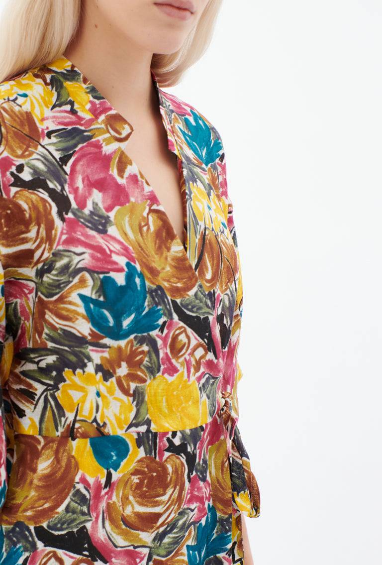 Odeeh Brush-Stroke Peonies Kleid, Tobacco Heißer Verkauf