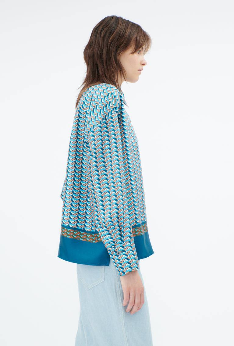 Odeeh Braided Graphics Bluse, Turquoise Blue Saisonale Angebote