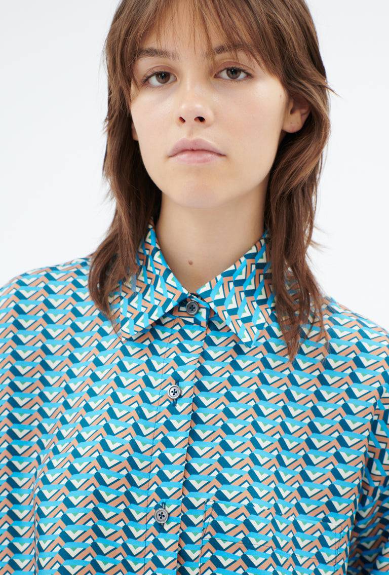 Odeeh Braided Graphics Bluse, Turquoise Blue Saisonale Angebote