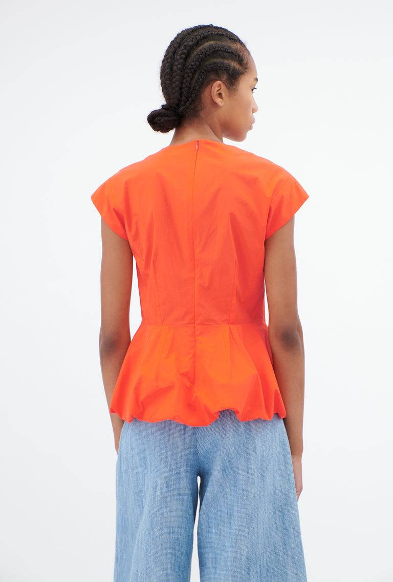 Odeeh Cotton Popeline Bluse, Glowing Orange Räumungsverkauf