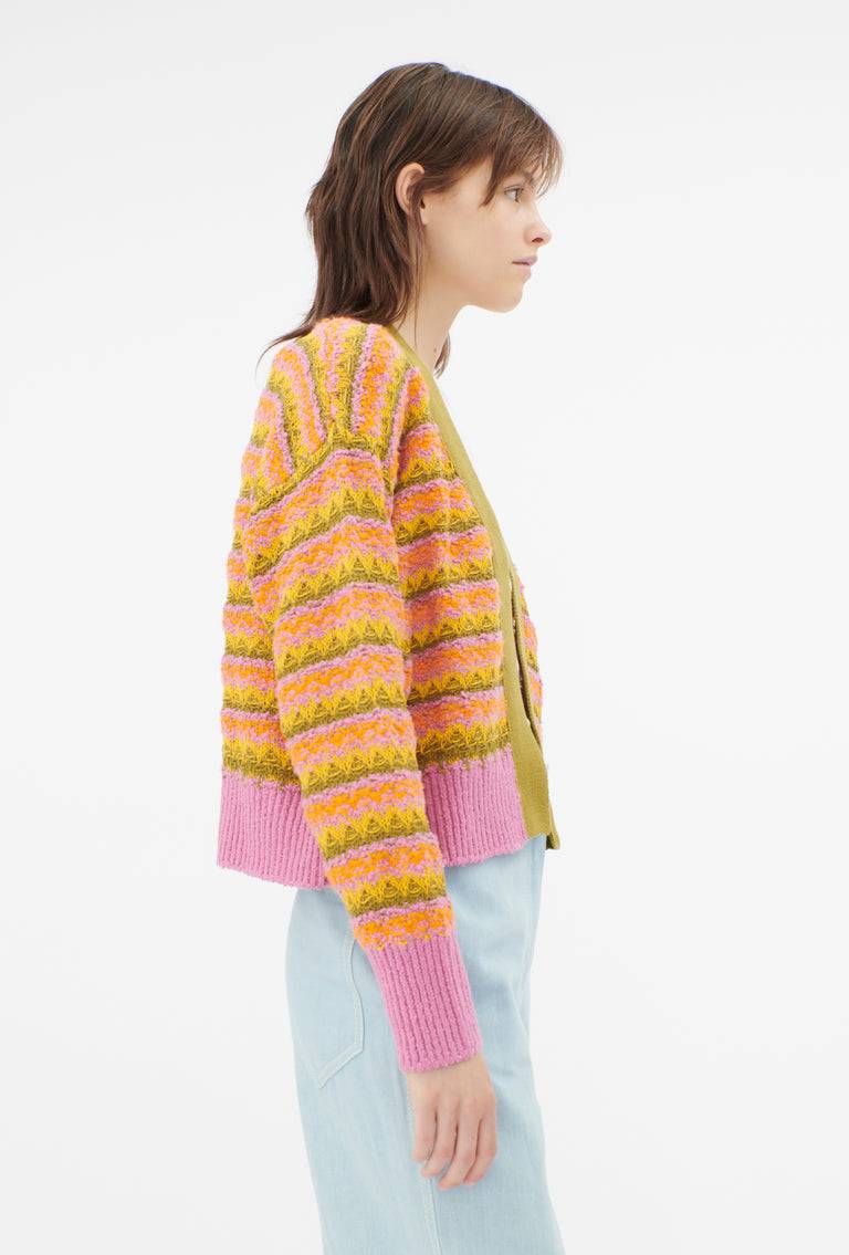 Odeeh Structured Lines Cardigan, Orange Im Verkauf