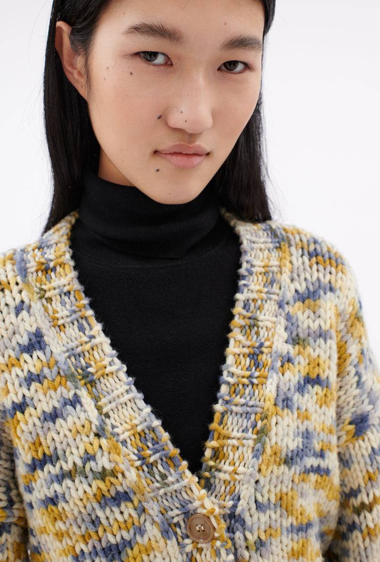 Odeeh Multicolour Printed Wool Cardigan, Honey Outlet