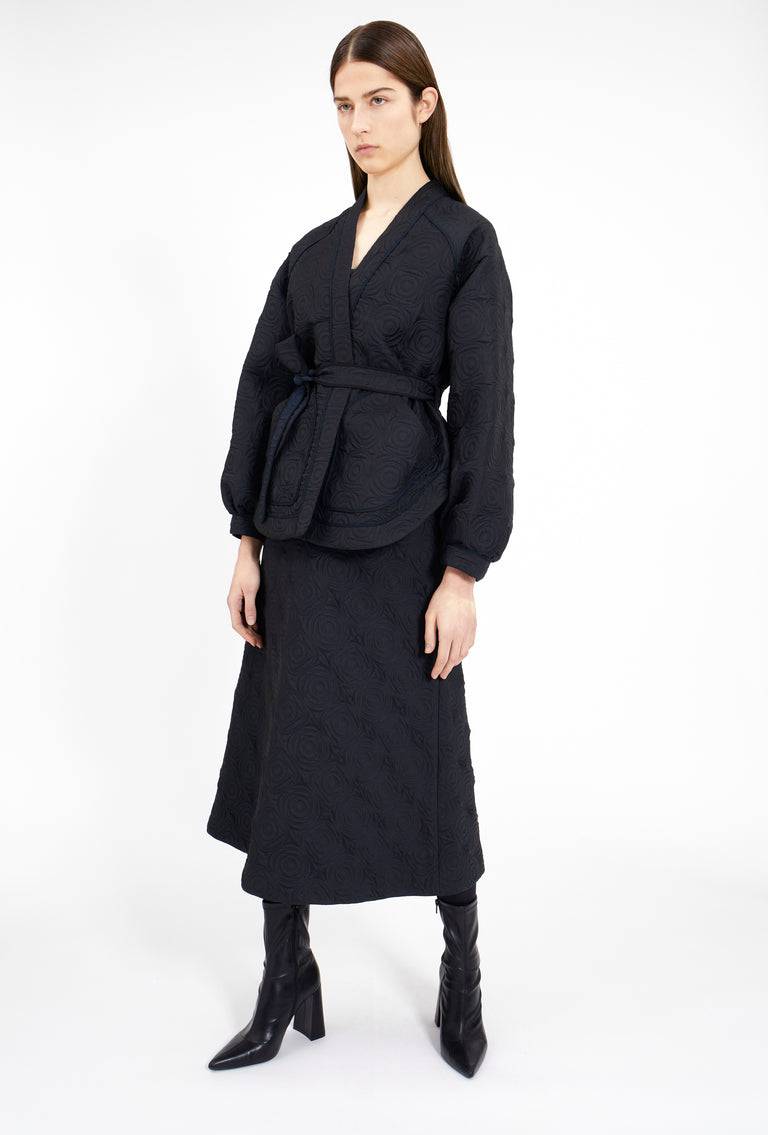Odeeh Geometric Matelassé Padded Jacke, Midnight Schlussverkauf
