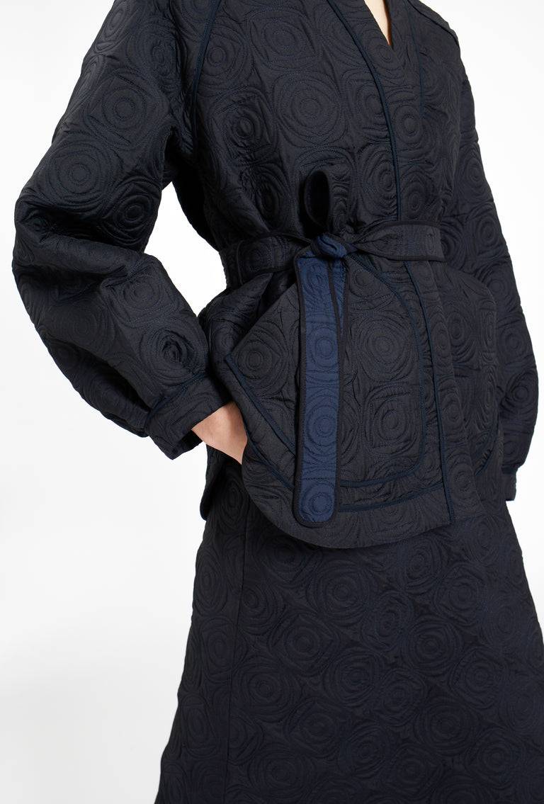 Odeeh Geometric Matelassé Padded Jacke, Midnight Schlussverkauf