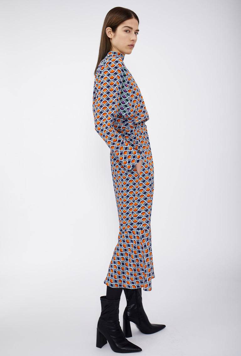 Odeeh Crossed Waves Kleid, Glowing Orange Rabatt