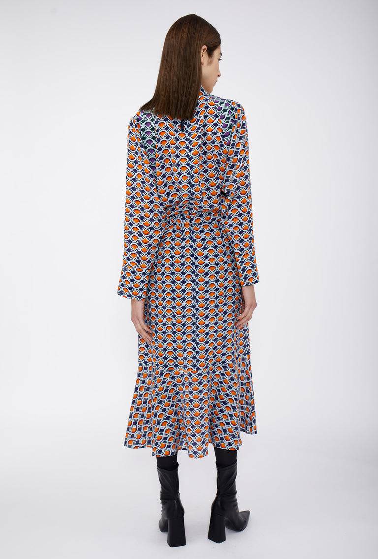 Odeeh Crossed Waves Kleid, Glowing Orange Rabatt