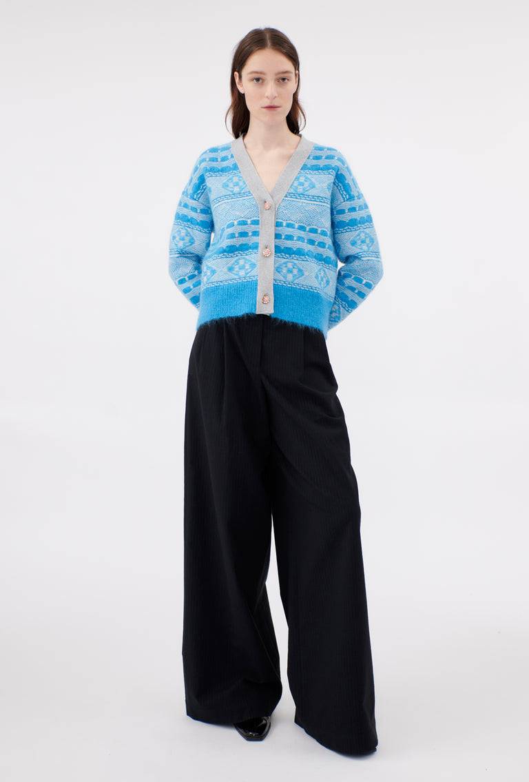 Odeeh Graphic Norwegian Cardigan, Himmelblau Flash Sale